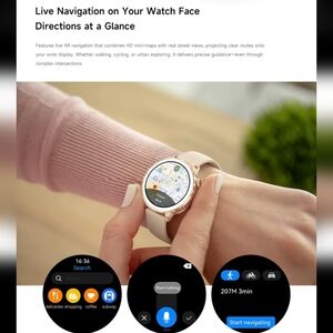 2026 Rose Gold Round Display HD AMOLED Smartwatch IP68 Waterproof